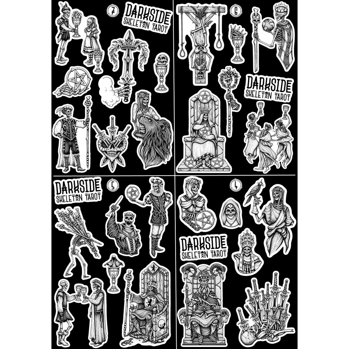 Darkside Skeleton Tarot Sticker Pack